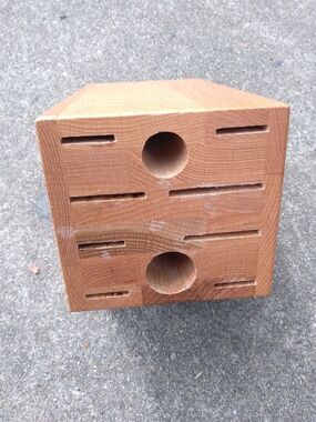 Cutco Solid Wood Block Organizer with Dual Circular Holes